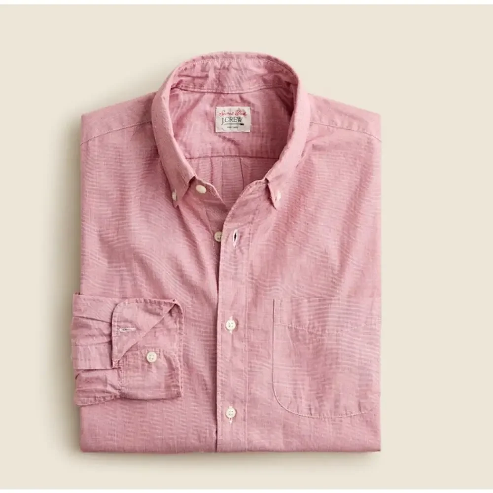 J.Crew Slim Secret Wash Shirt XL Red Ochre End-on-End Cotton Poplin Button Down